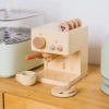 Children's wooden simulation coffee machine toy, little girl playing house, afternoon tea cookies, tea cup set, birthday gift details Picture